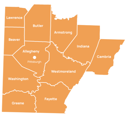 Map of the Pittsburgh region
